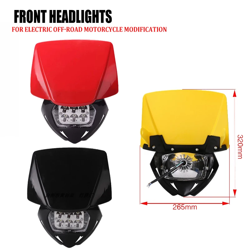 Ghost face square front headlights   hood LED suitable for electric off-road motorcycle modification accessories