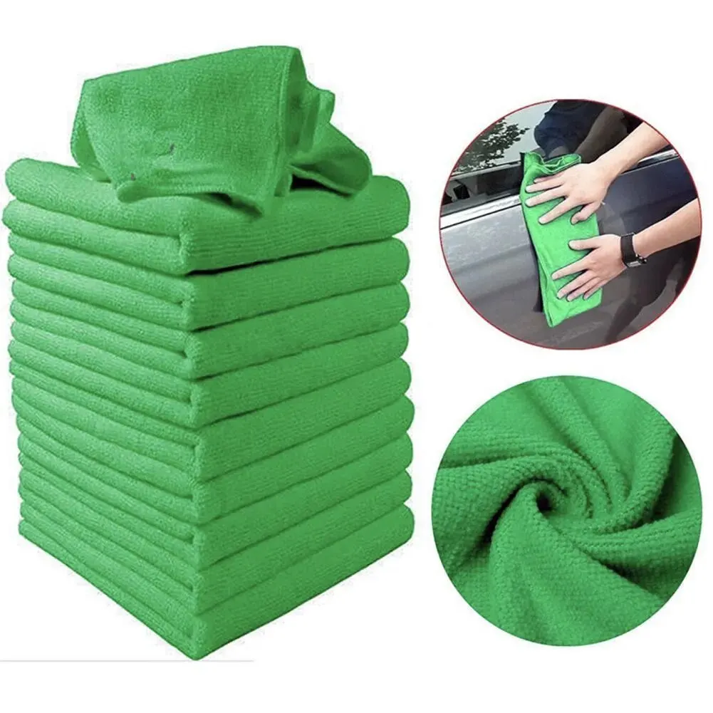 10pcs Green Soft Microfiber Cloths Towels Microfiber Clean Auto Car Detail Wash Duster For Home Kitchen Cleaning Tool