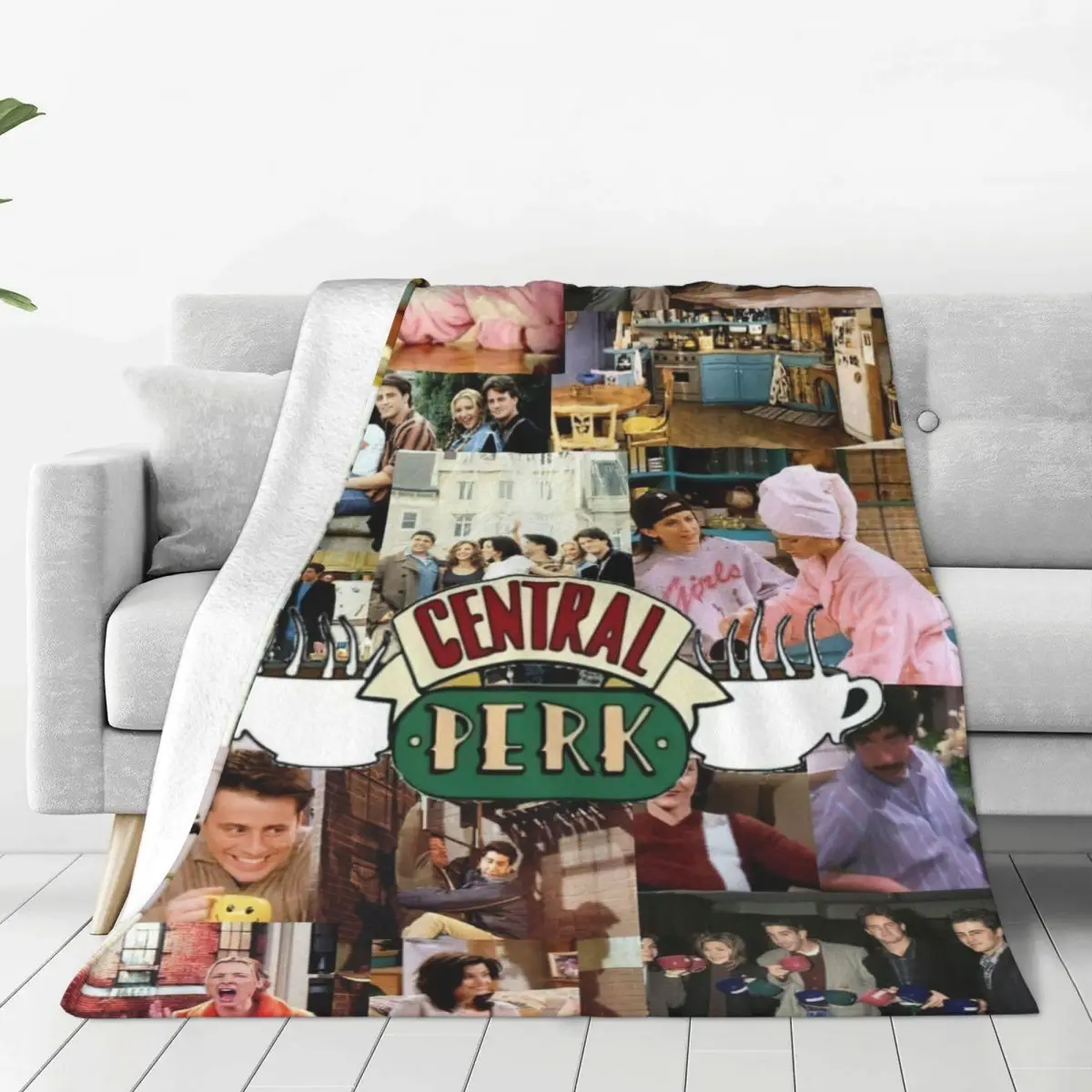 Friends TV Show Collage Blanket Central Perk Fleece Funny Soft Throw Blankets for Bedding Lounge Winter