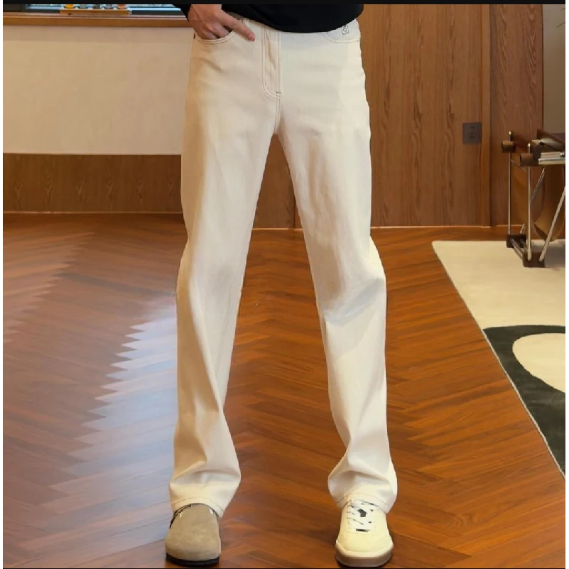 

Spring 2026 Men's Casual Loose Straight Leg White Jeans Luxury Faion Urban Sle Comfortable Fit Durable Quali