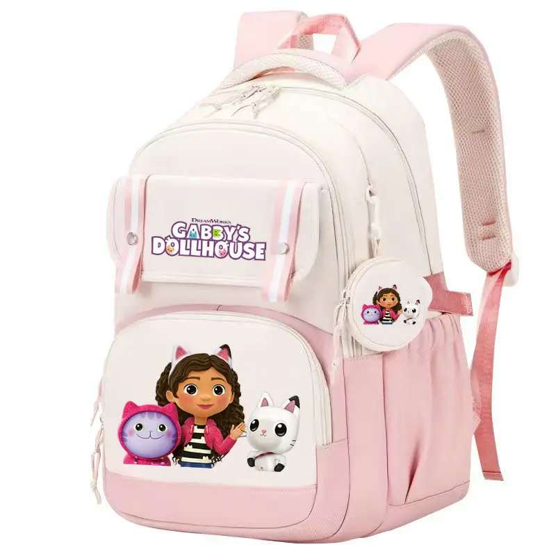 New Gabby Dollhouses Girls School Backpack Kawaii Cartoon Printed School bag Cute Girls School Supplies Children Birthday Gifts