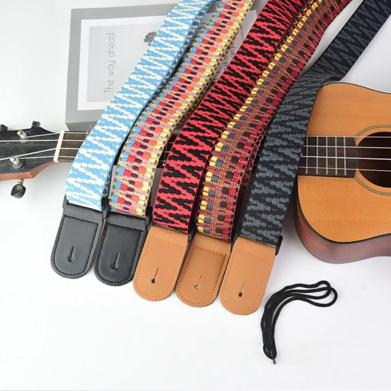 

Ukulele Guitar Shoulder Belt Strap Fashion Ethnic Style Knitting Guitar Strap for Bass Electric Guitars Straps