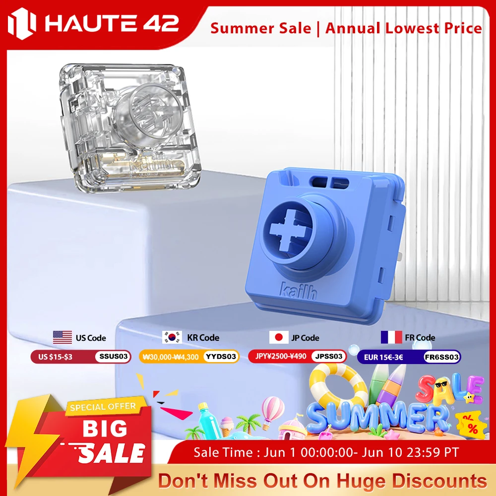 Haute42 Kailh Hitbox 컨트롤러용 맞춤형 로우 프로파일 크리스탈 스위치 기계식 키보드용 로우 프로파일 윈드 엔진...