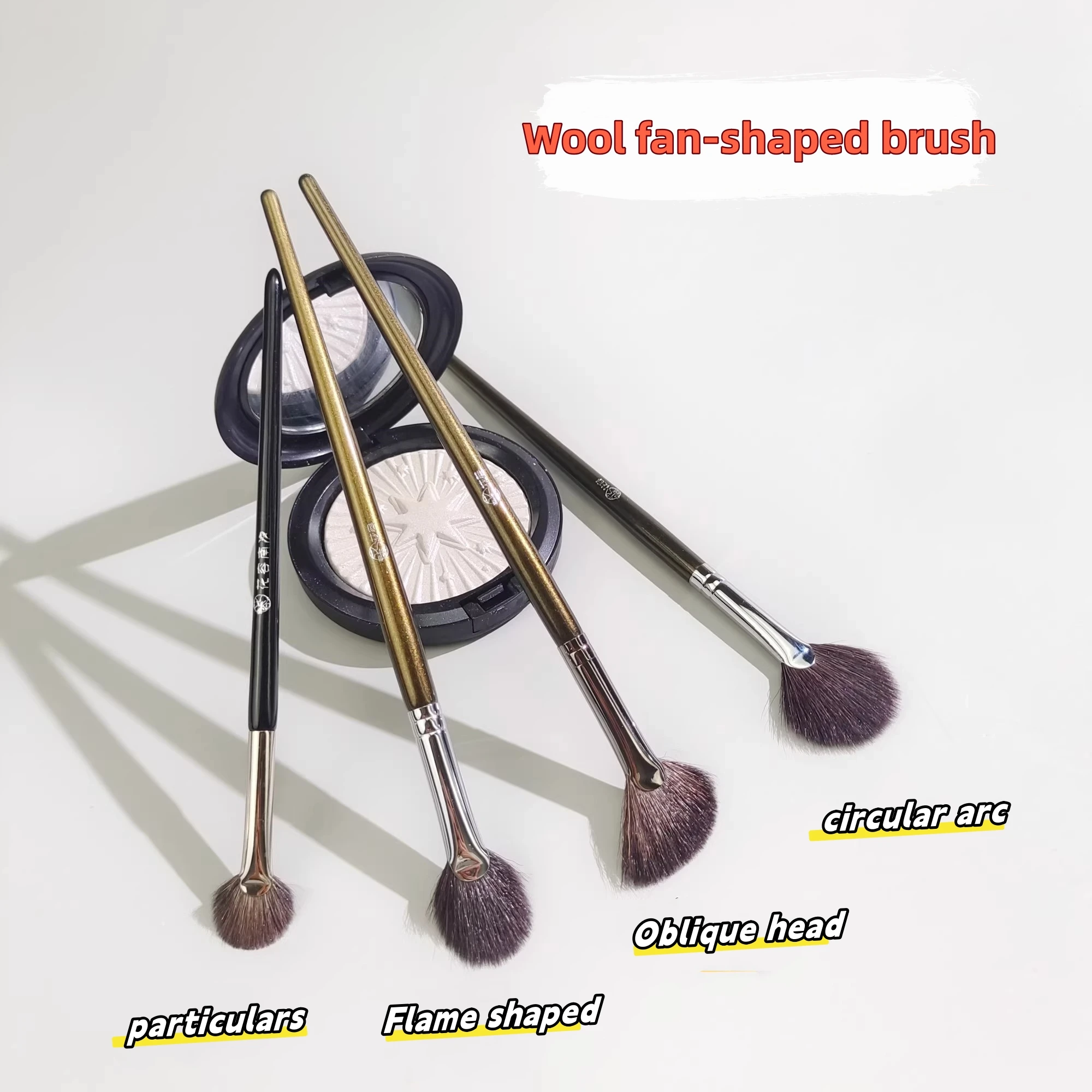 Fan shaped highlight brush diagonal fan cosmetic powder blusher brush, small fan shaped detail brightening brush