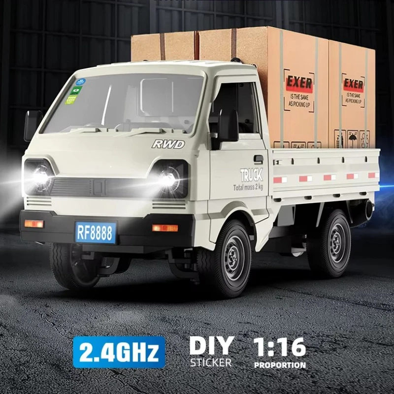 1/16 Scale Remote Control Van Truck 2.4G RC Drift Racing Car Sound Effect with Lighting Transport Vehicle Model RTR Car Toy