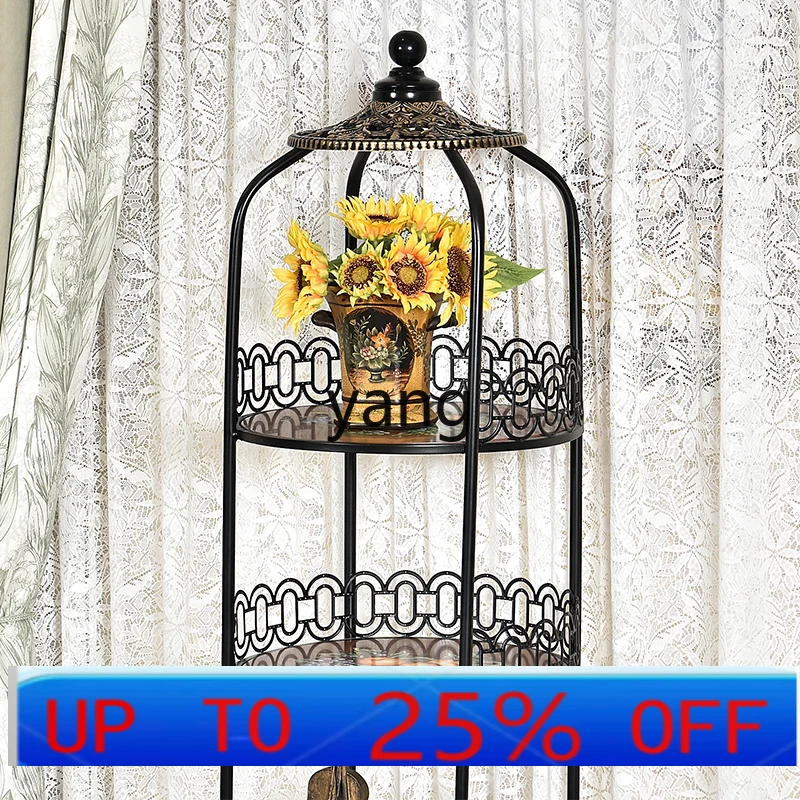LMM  wrought iron flower stand multi-layer shelf balcony green dill succulent flower pot living room round