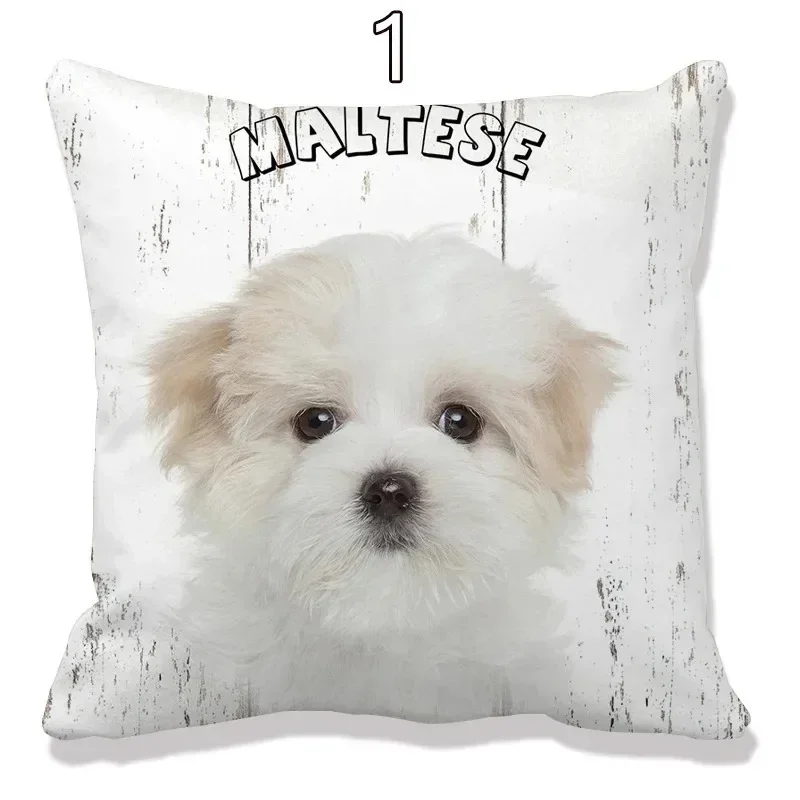 1PC 45*45cm Cute Dog Yorkie Pillow Case Pug Pillows Sofa Car Bed Sofa Pillow Case Bedroom Decoration Cushion Cover