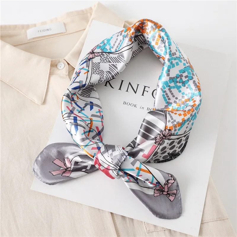 High quality Printed Silk Scarf Luxury Brand Women 60*60cm Square Scarves Spring Summer Fashion Hijab Bandana Headscarf Tie Bag