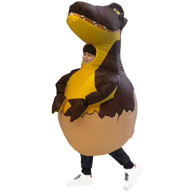 A Kids T-REX Inflatable Costumes Halloween Cosplay Costume Dinosaur Egg Blow Up Disfraz Party Birthday Gift for Children Unisex