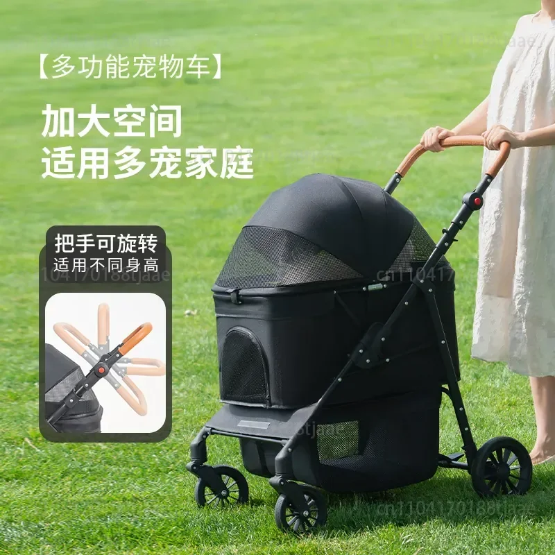 Medium and large pet cart dog cat teddy cart out pet cart lightweight foldable outdoor out