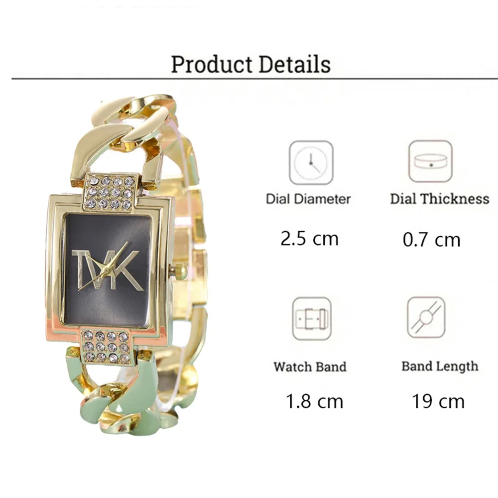 MAYZHISU Women\'s Wristwatch Creative Square Diamond Women Quartz Watches Light-Luxury Ladies Female Bracelet Watch Clock Gifts