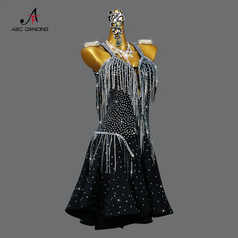 2026 Latin Dance Dresses Performance Womens Short Skirt Sport Costume American Sexy Cabaret Ballroom Parties Match Practice Wear