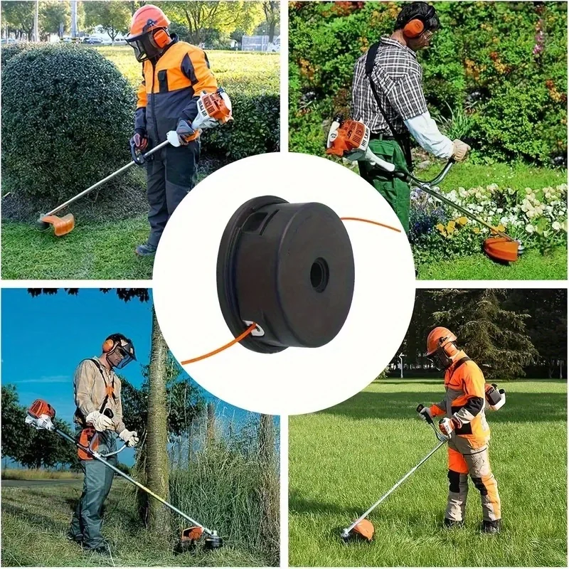 Durable Black PP Plastic Trimmer Head Easy Refill Nylon Line Quick Installation Universal Fit Most Grass Trimmer Lawn Care Repla