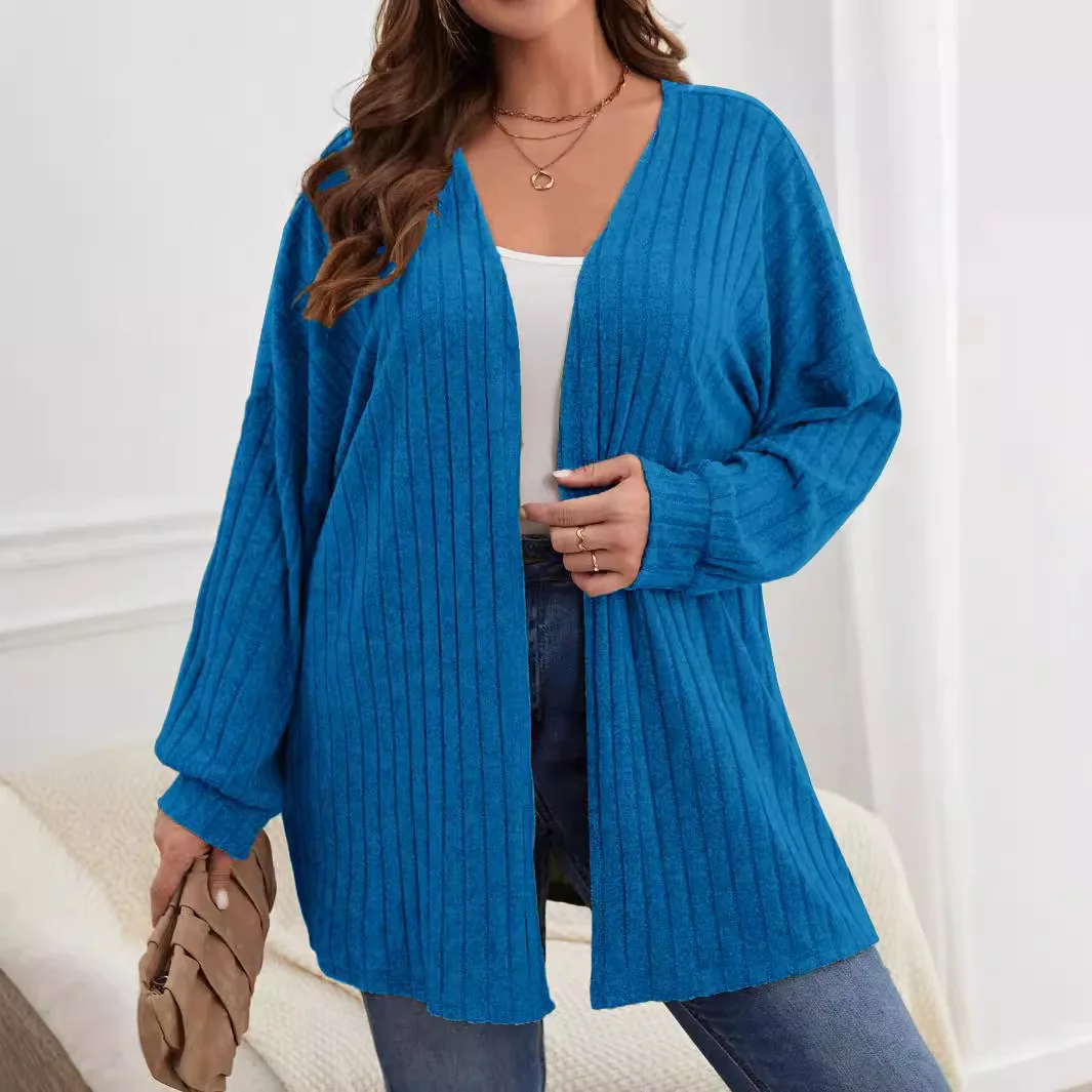 

New Autumn Winter Long-sleeved Solid Color Loose Cardigan Top Women Knitted Jacket
