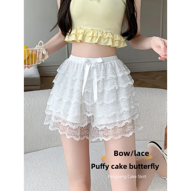 2026 style safety shorts with six layers of lace and bow loose  anti-exposure three-point breathable underpants for women image 4