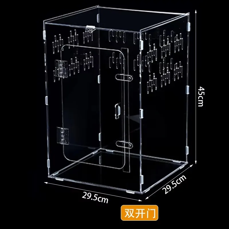 30-30-45cm-double-door-acrylic-reptile-enclosure-small-breeding-box-landscaping-terrarium-high-transparency-display-box-reusable