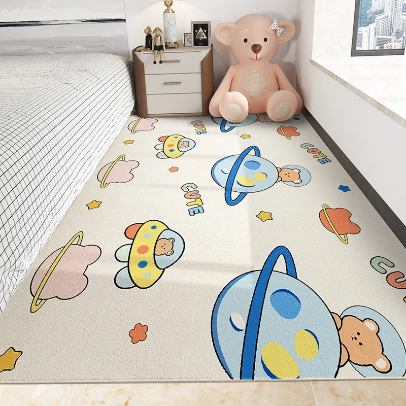 Kids Cartoon Carpet Home Bedroom Room Bedside Rug Long Fluffy Area Carpet Anti-Fall Children'S Play Crawling Mat For Living Room