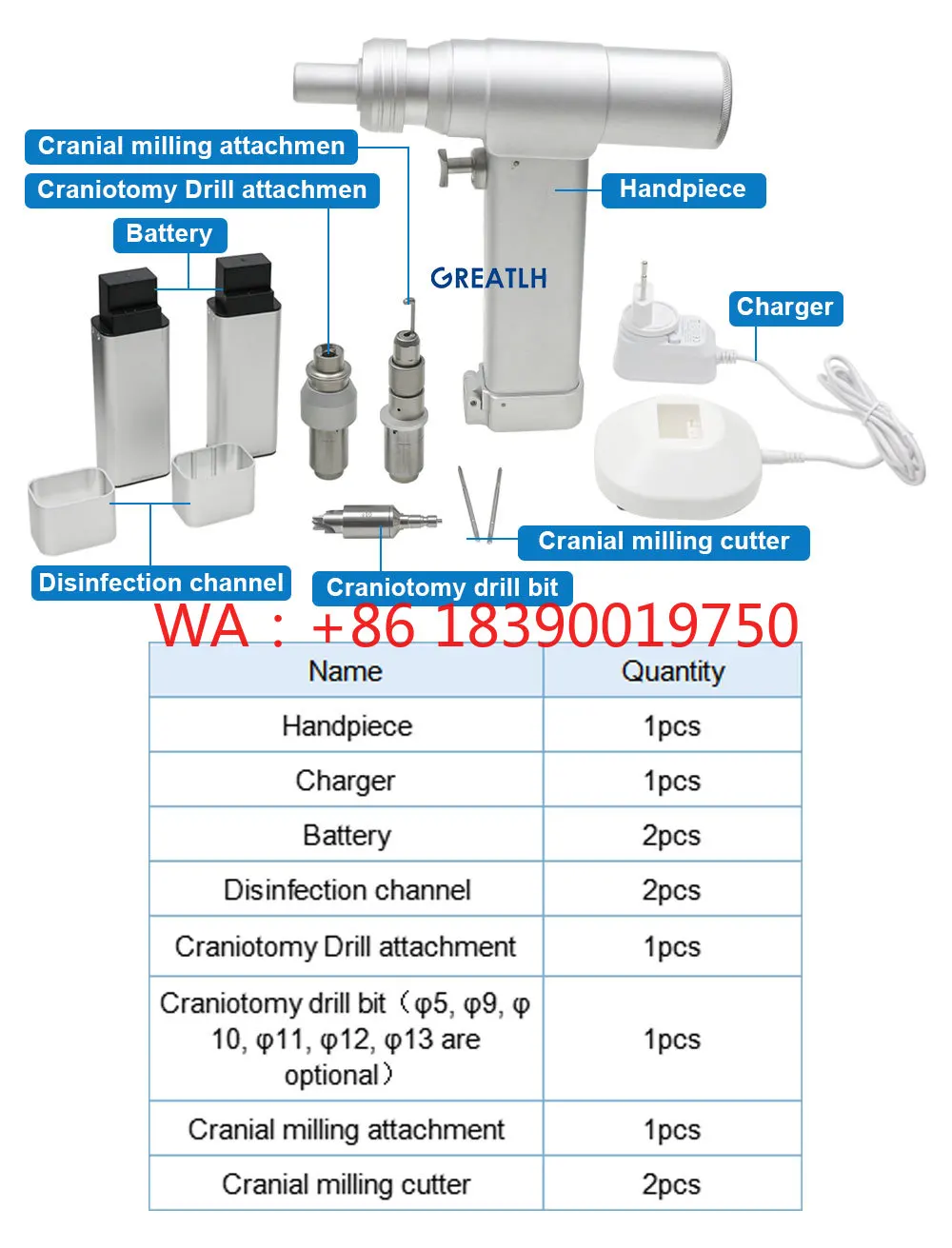 hot bustling Hot Sale   Drill Set Ortopedic Mill and  Drill Orthopedic Craniotomy Drill Cranial Mill Set
