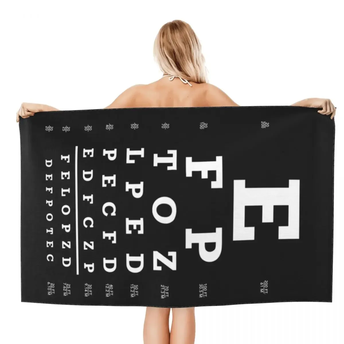 Eye Snellen Chart Beach Towel Quick Dry Optometrist Eye Exam Super Soft Microfiber Shower Sauna Towels