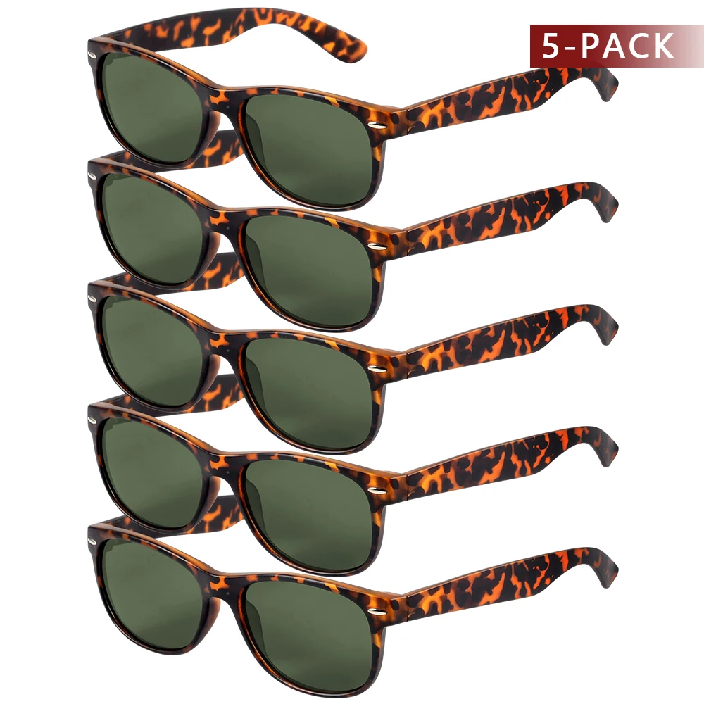CRIXALIS 5 Stück polarisierte Sonnenbrille für Männer und Frauen, Leopard, G15, Farbe, für Halloween, Weihnachten, Party, Fahren, neutraler Schatten, UV400