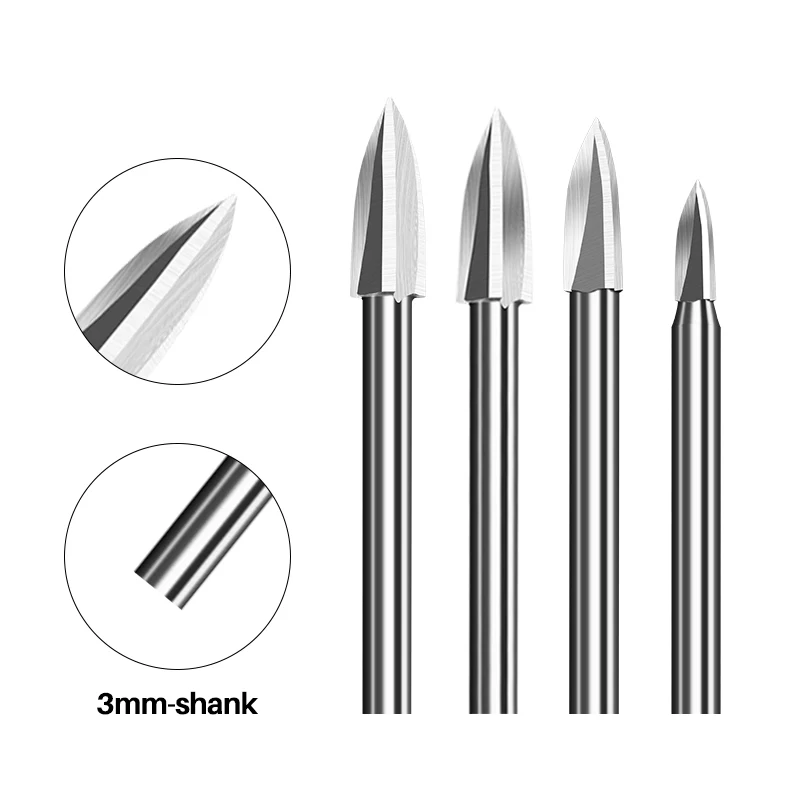 XCAN 1pc Wood Carving Drill Bit for Dremel Rotary Tool with 3mm Shank Carbide Grinding Burr for Woodworking Drilling Engraving