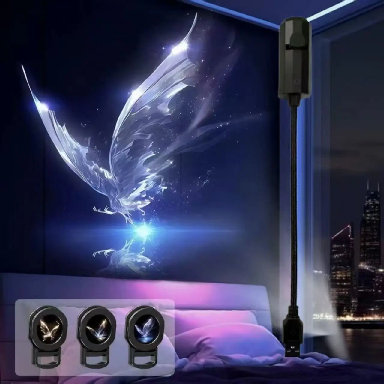 Ocean Animals Projection Night Light, USB Powered LED Projector Lamp, 3/6 Patterns Whale Butterfly Jellyfish Starfish for Decor