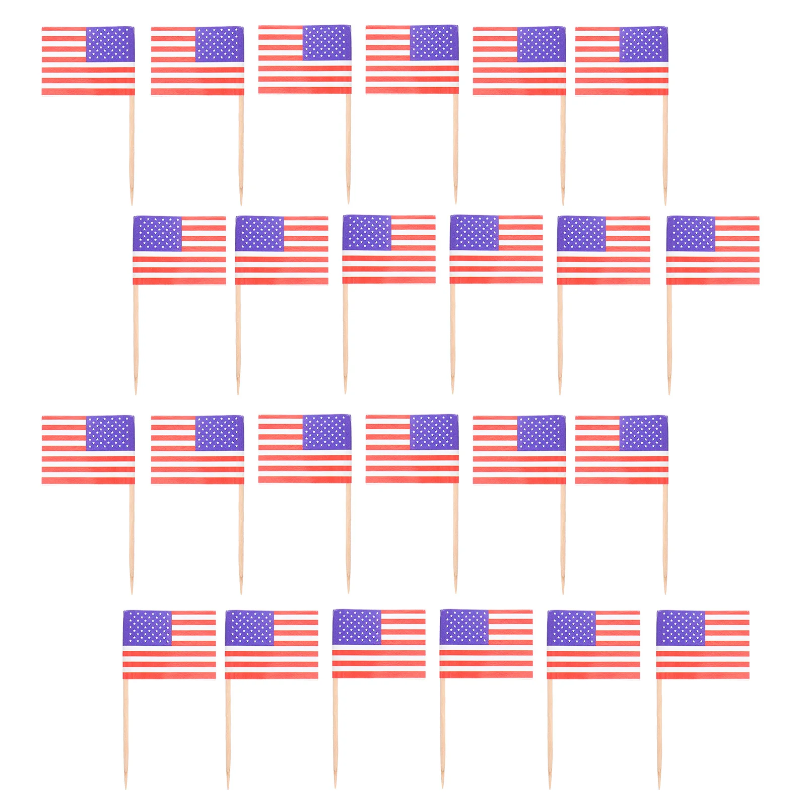 

200 Pcs American Toothpick Flag Cake Decoration Independence Day Picks Banner Patriotic Wood Party Accessory