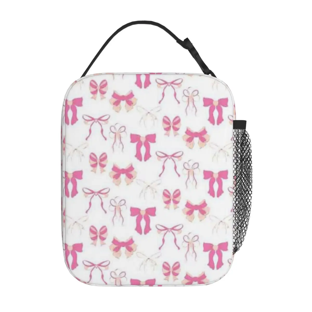 Bestselling Coquette Bows In Princess Aesthetic In Pink Multi Pocket Lunch Carrier Elementary School Lunch Box Bag