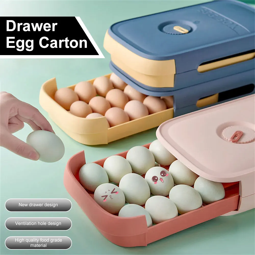 Rolling Egg Storage Box For Refrigerator Side Door For Egg Box  Egg Rack  Drawer Style Egg Storage Box Kitchen Preservation Box