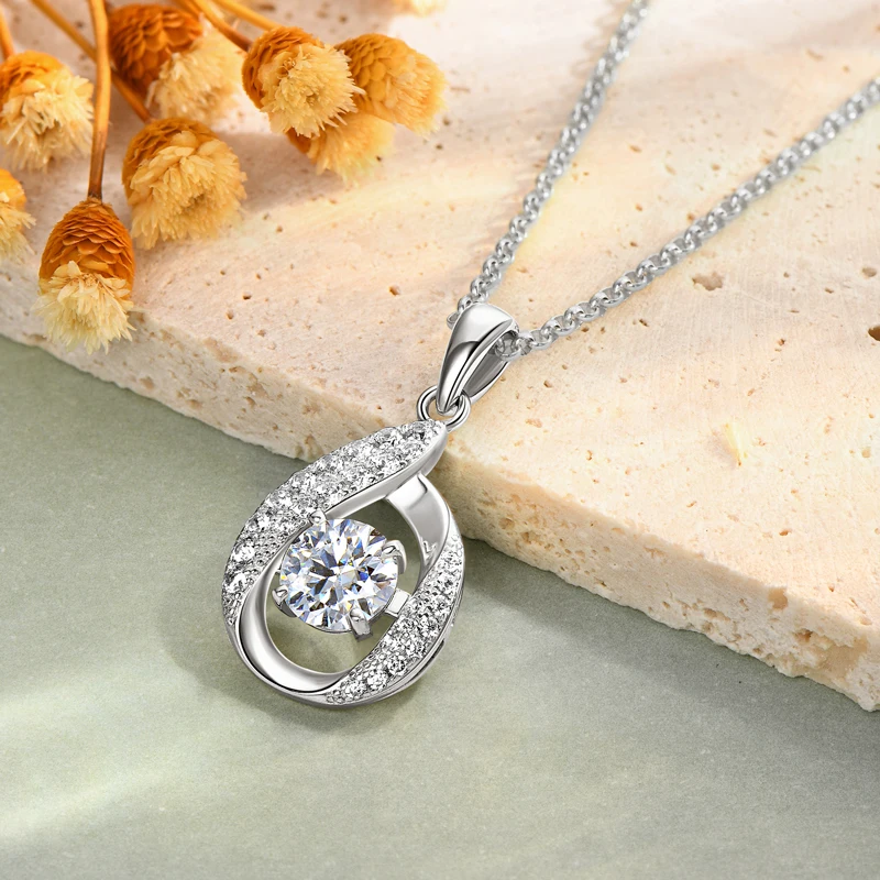 

AINUOSHI 925 Sterling Silver Infinity Pendant Necklace Classic 6.5mm Moissanite Necklaces For Ladies Trendy Wedding Jewelry