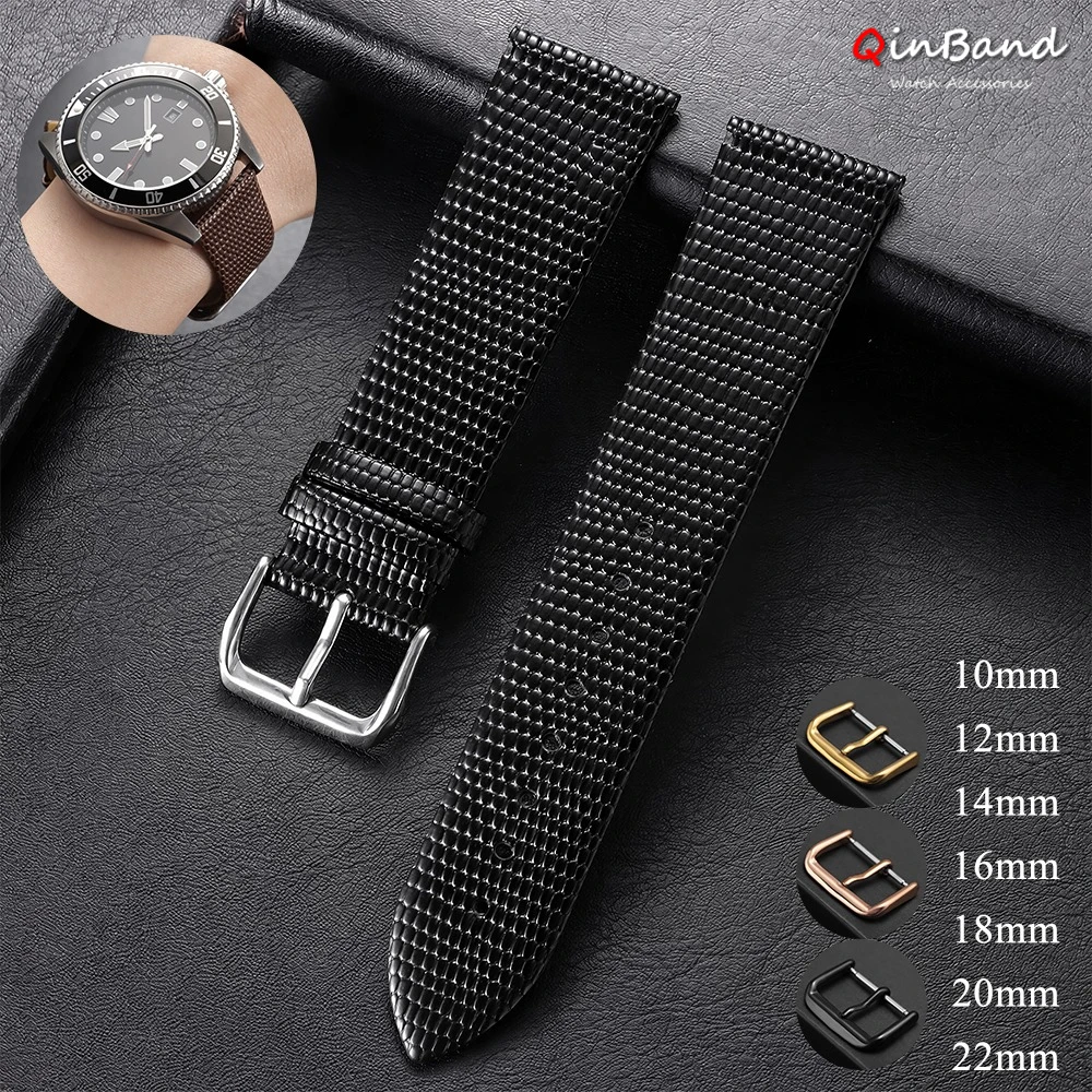 10mm 12mm 14mm 16mm 18mm 20mm 22mm Lizard Pattern Leather Watch Band Ultra-Thin Universal Bracelets Vintage Cowhide Watch Strap