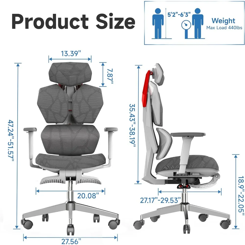 Gaming Chair with Footrest, Adjustable Lumbar Support & 3D Armrests, Ergonomic Big Tall Reclining Gamer Chair