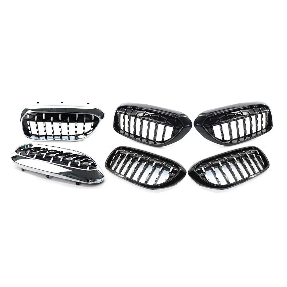1Pair Car Front Bumper Kidney Grill Diamond Mesh Protector Grille ABS Plastic For BMW 5 Series G30 G38 G31 2017-2019 2018