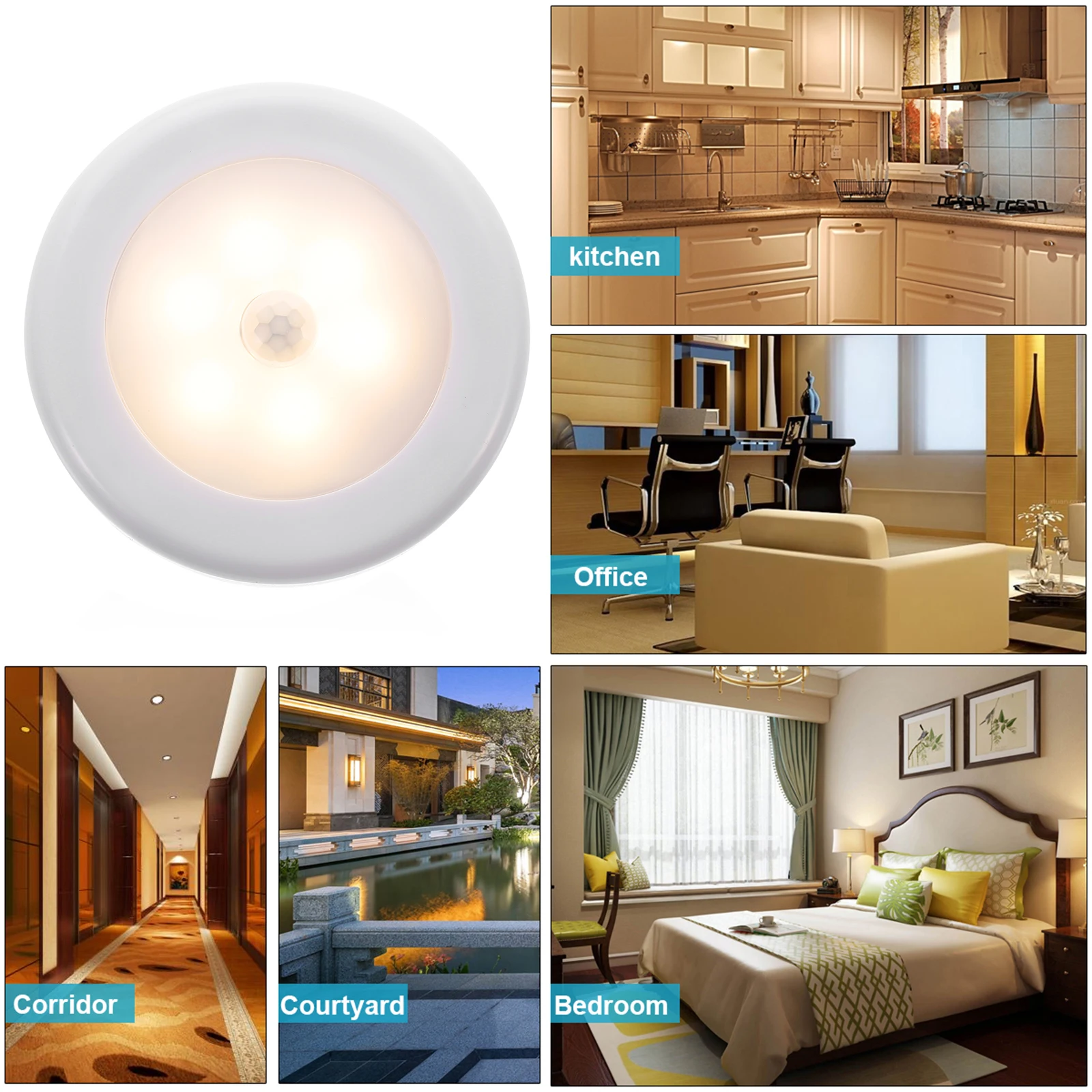 Motion Sensor Lamp Human Sensing Night Light Operated for Hallway Closet Stair Kitchen Bathroom Bedroom