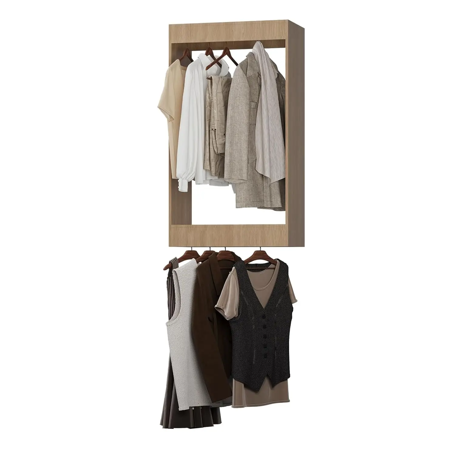 

28.5" Double Hanging Closet Unit Modular Wardrobe Organizer Wall Mounted Wood Customized