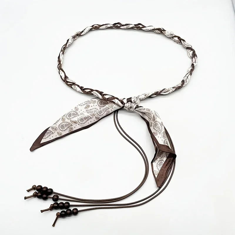 Damen-Taillenkette im Vintage-Stil, gewebter Gürtel ohne Schnalle. Modische Alltagsdekoration, ideal zum Kombinieren mit Jeans und Röcken – Detail 2