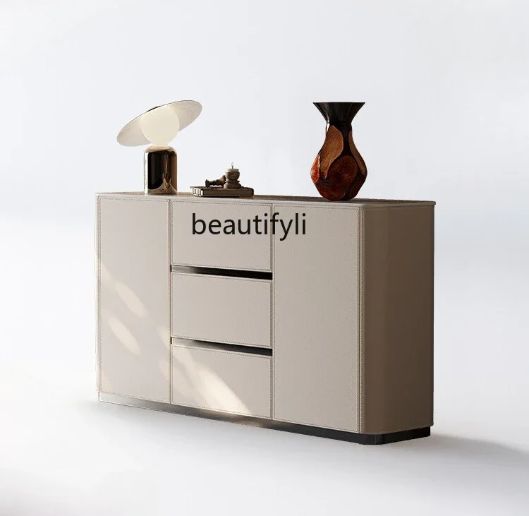 

xzzSolid wood saddle leather, entrance cabinet, locker, living room home customizable chest, bedroom storage side cabinet