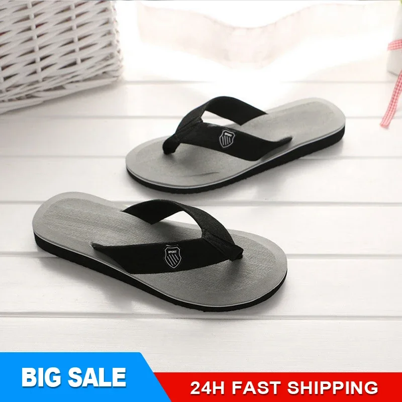 2024 Street Men Summer Flip Flops Beach Sandals Anti-Slip Indoor Outdoor Casual Flat Shoes High Quality Home Slippers For Men