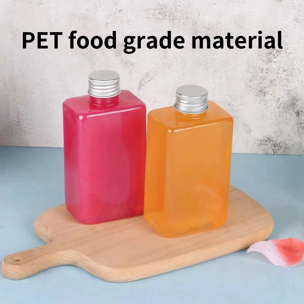 Beverage Bottle Milk Tea Bottle Juice Bottle Milk Bottle Aluminum Cap Square Plastic Bottle PET Food Material