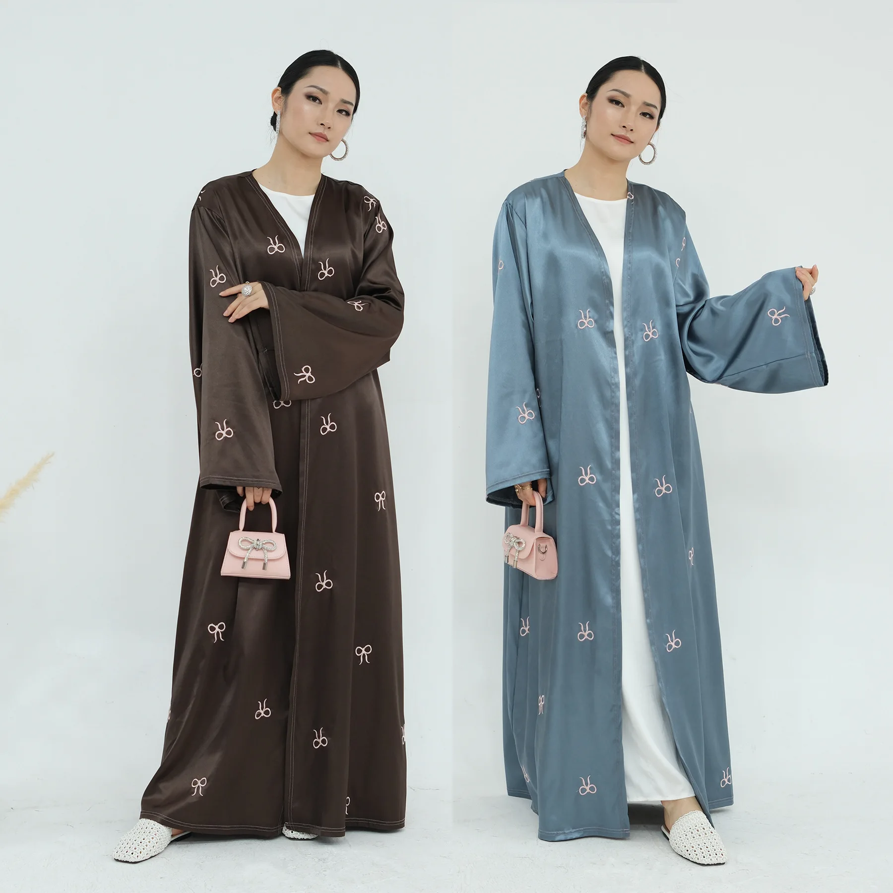 

Праздничное платье для женщин: мусульманская джалабия, дубайские платья, кардиган с вышивкой и бантом, открытая абайя, марокканский кафтан, коллекция 2026