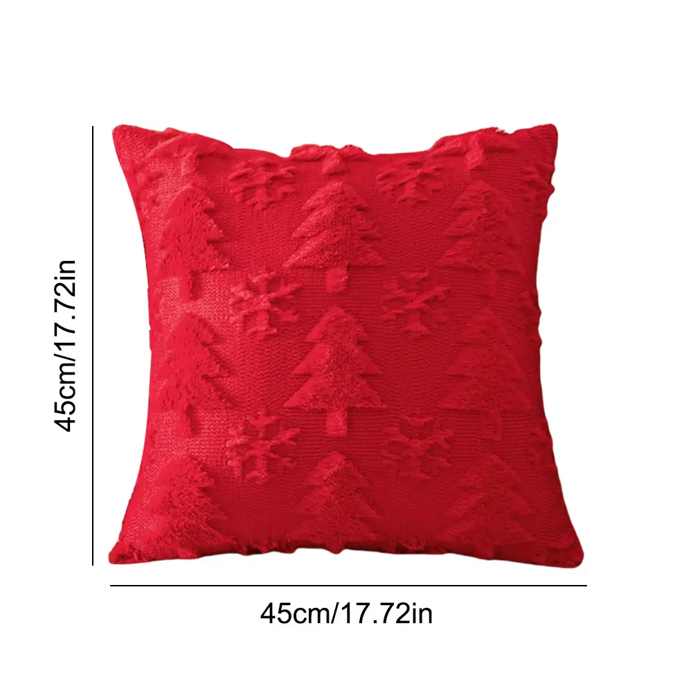 1Pack Christmas Tree Snowflake Throw Pillow Cover Shaggy Plush Pillowcase Sofa Cushion Cover Holiday Festivals Winter Home Decor