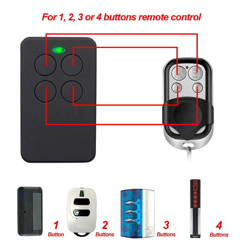 Garage Door Remote Control 433mhz Rolling Code Gate Opener Transmitter 280-868MHz Multi-frequency Replicator Command Keychain