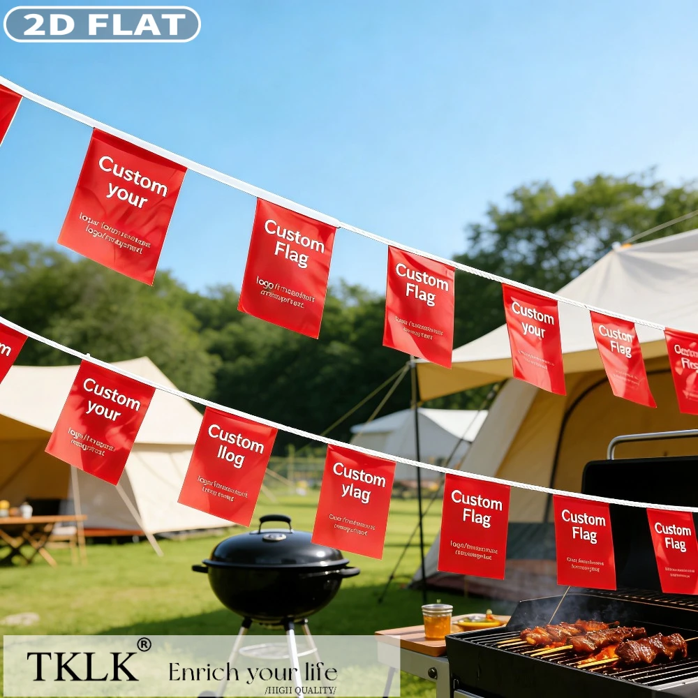 2D FLAT 10pcs/20pcs Personalized Flag Party Banners, Available in 5.51x8.27inch & 7.87x11.81inch, Custom with Your Photos & Text