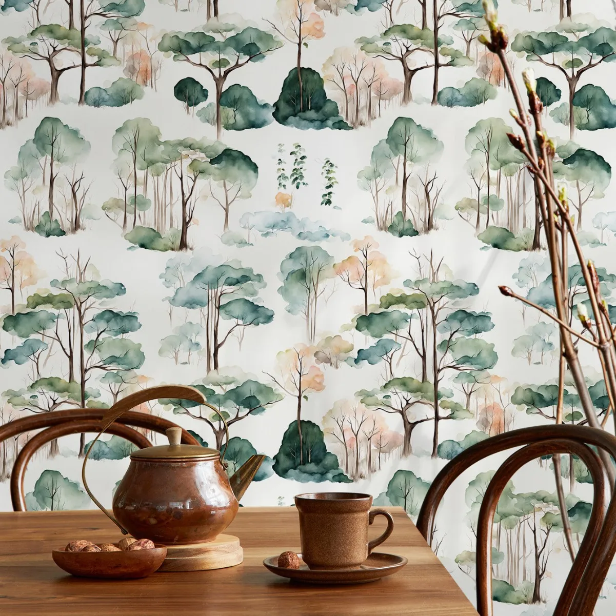 

Новые китайские чернильные лесные обои для украшения спальни, кабинета, водонепроницаемые самоклеящиеся обои, ТВ-дерево, фон, настенная роспись