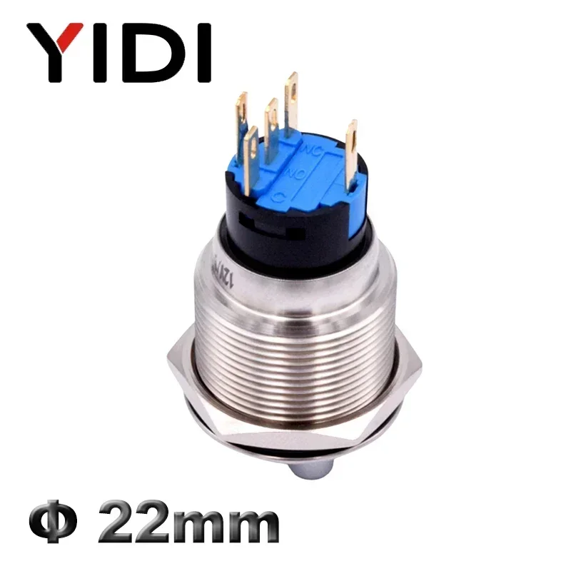 22mm Metal Stainless Steel Rotary Selector Switch Waterproof 2 3 Postion 1NO1NC 2NO2NC 12V Red Green LED Push Button Knob Switch