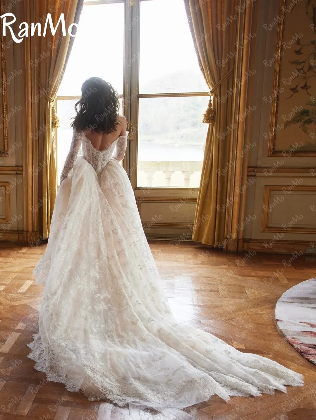 Ranmo 2025 Exquisite A-line Wedding Dresses luxury LaceOff Shoulder Full Sleeve Bridal Gown Chapel Customized Vestidos De Novia - Image 4