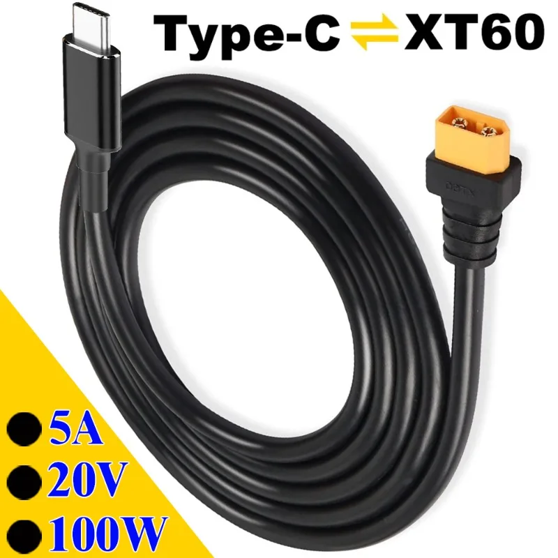 Tipo-c macho para xt60 fêmea cabo de carregamento 100w alta velocidade xt60 conversor carregador fio para modelo de carro aeronáutico cabo de protocolo