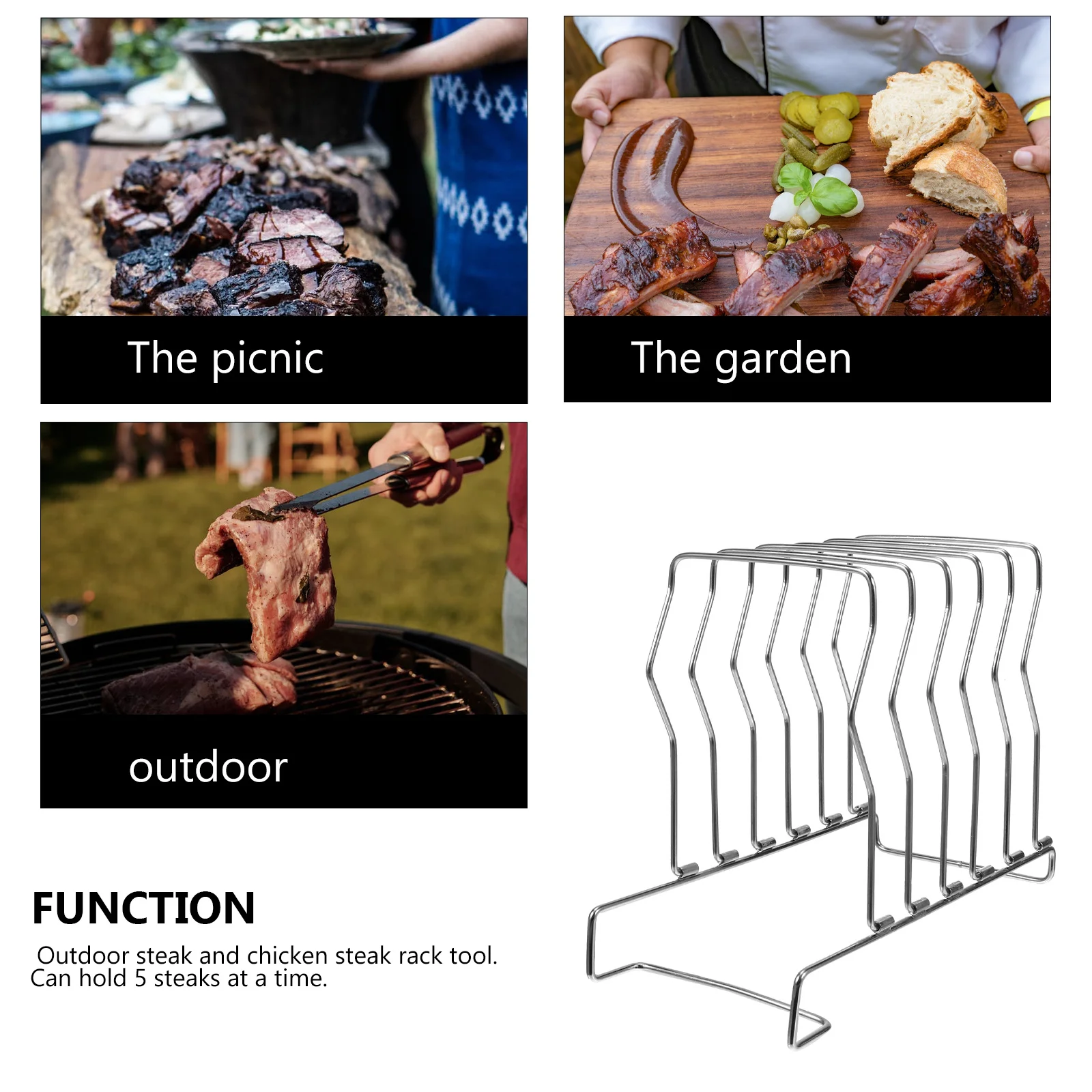 

Stainless Steel 304 Detachable Steak Rack Holder Heavy Duty Steak Divider for Sous Vide Beef Cooking Grill