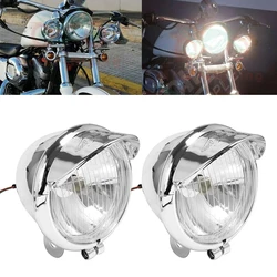 1 Pair Chrome Universal Motorcycle Fog Lights Headlight Lamp DC12V For Harley Touring Sportster XL 883 1200 72 48 Dyna Softail