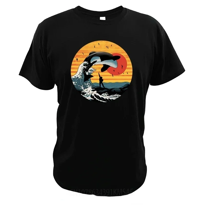 Kanagawa Surf Orca Willy Seaworld T Shirt Vintage Killer Whale Full Moon Graphic Tshirts Retro Movie Save Animal Free Willy Tops